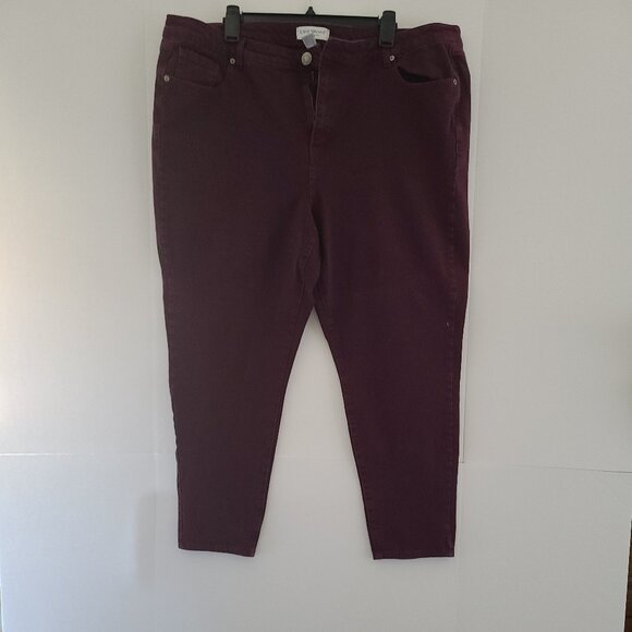 LANE BRYANT - MAROON-DENIM SKINNY JEANS-HIGH RISE- ULTIMATE STRETCH- SIZE 22 - Picture 1 of 14